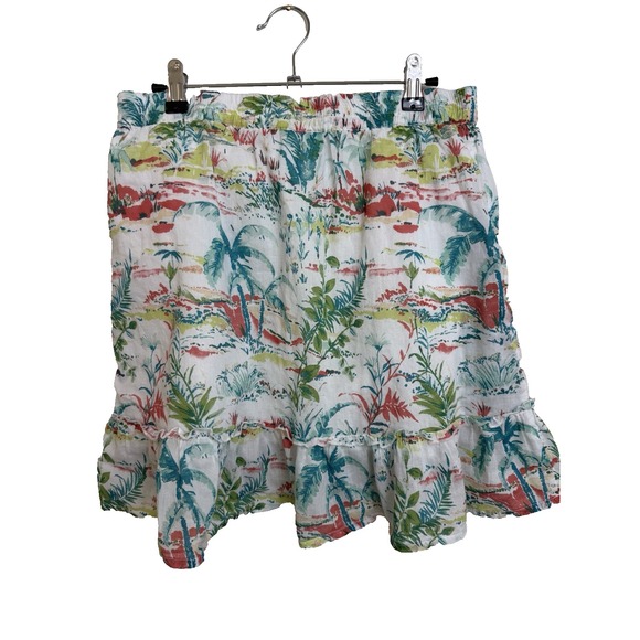 Sigrid Olsen Tropical Print Ruffle Hem ALine Mini Skirt Boho Resort Style M - Picture 2 of 6
